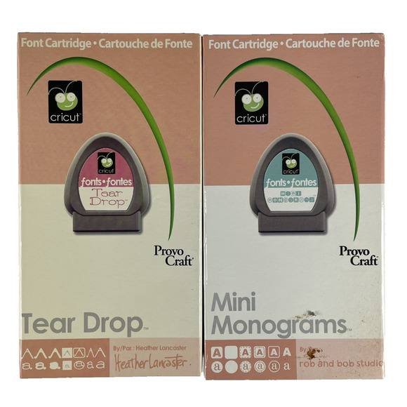 Cricut Cartridge Lot of 2 Letters Numbers Tear Drop Mini Monograms LIKELY LINKED - Picture 1 of 9